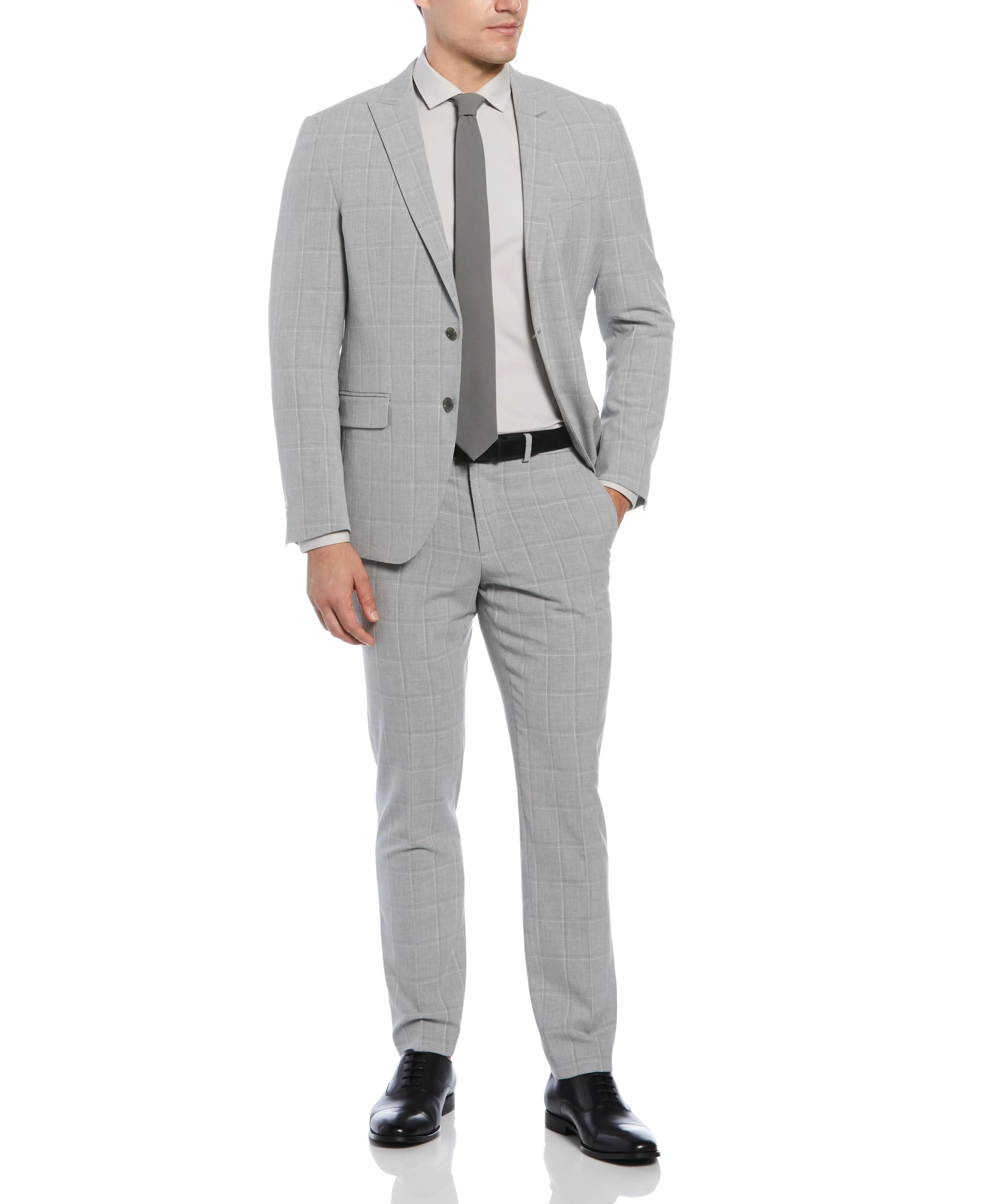 Slim Fit Charcoal Windowpane Suit sold by Perry Ellis