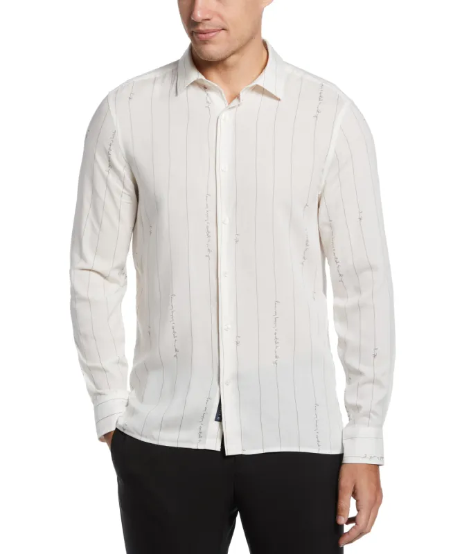 Dobby Writing Print Shirt sold by Perry Ellis