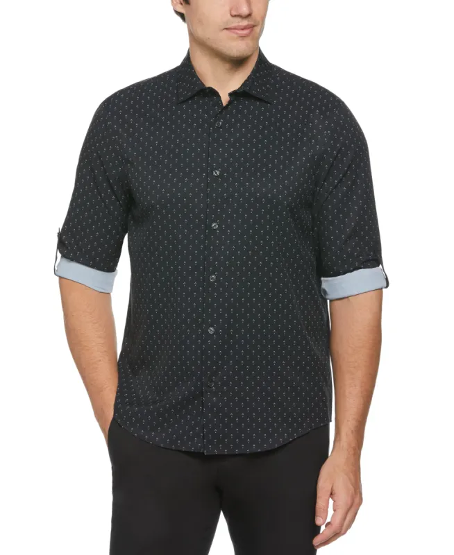 Total Stretch Rolled Sleeve Micro Geometric Shirt sold by Perry Ellis