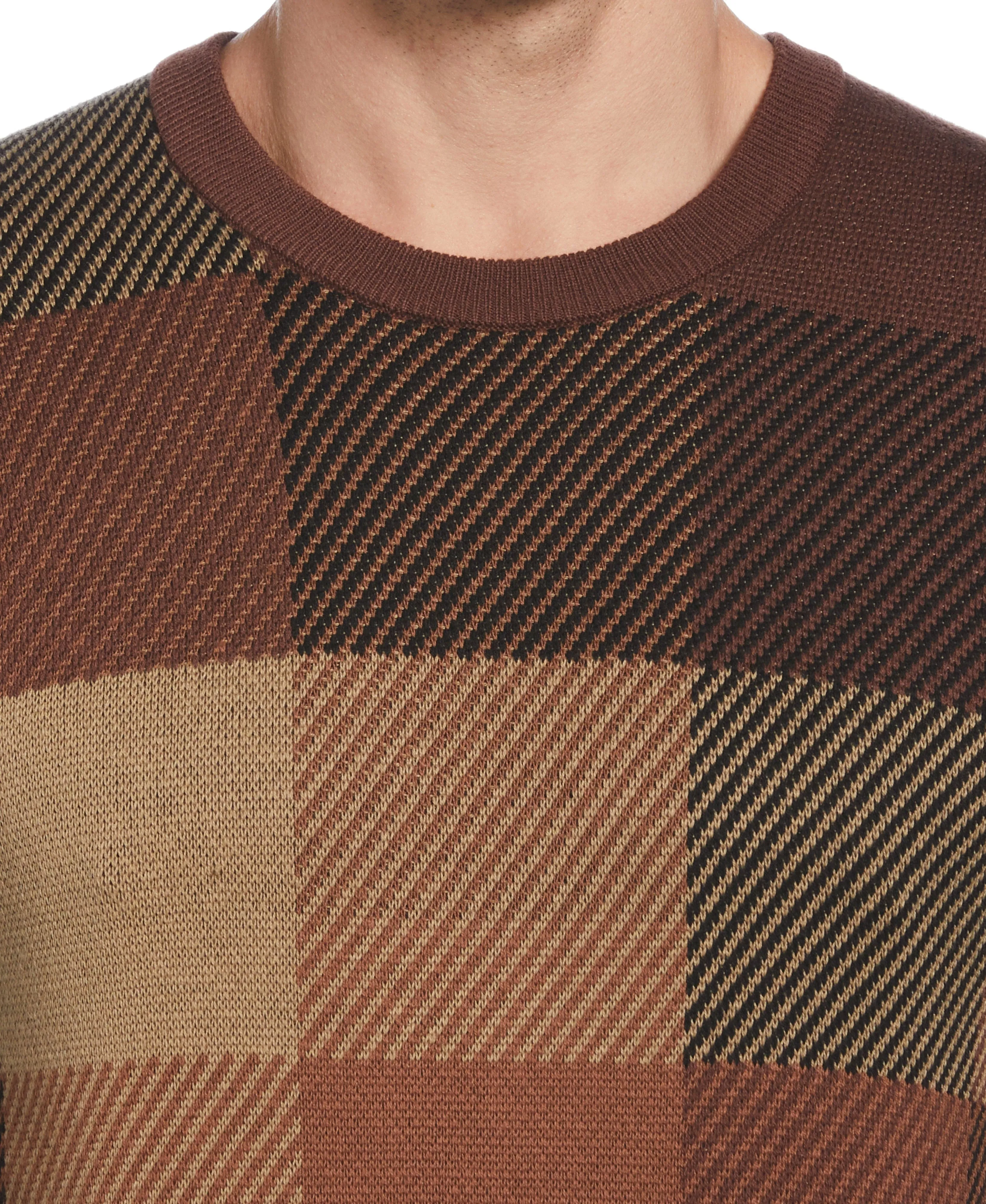 Plaid Textured Crew Neck Sweater sold by Perry Ellis product image thumbnail 3