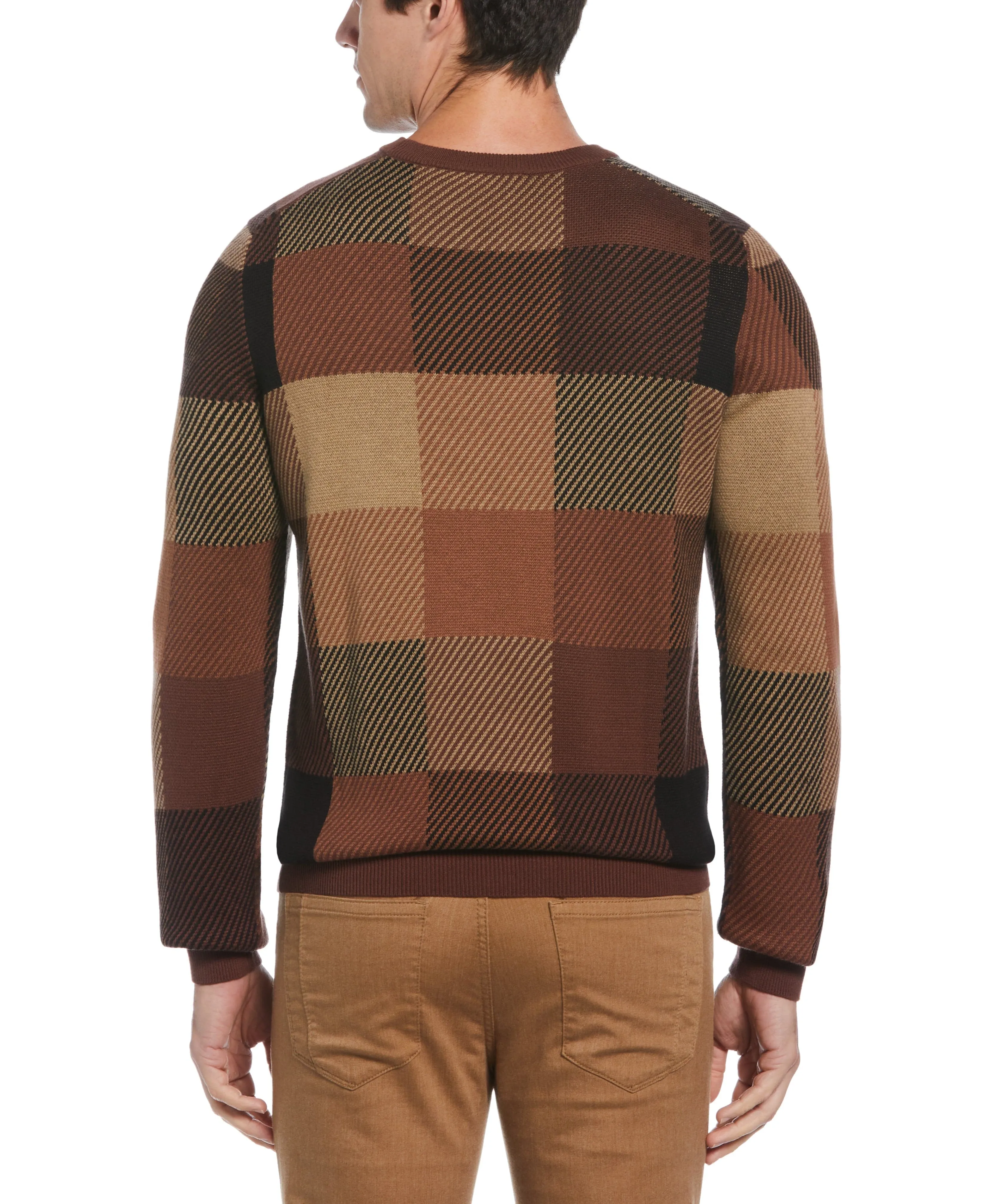 Plaid Textured Crew Neck Sweater sold by Perry Ellis product image thumbnail 2