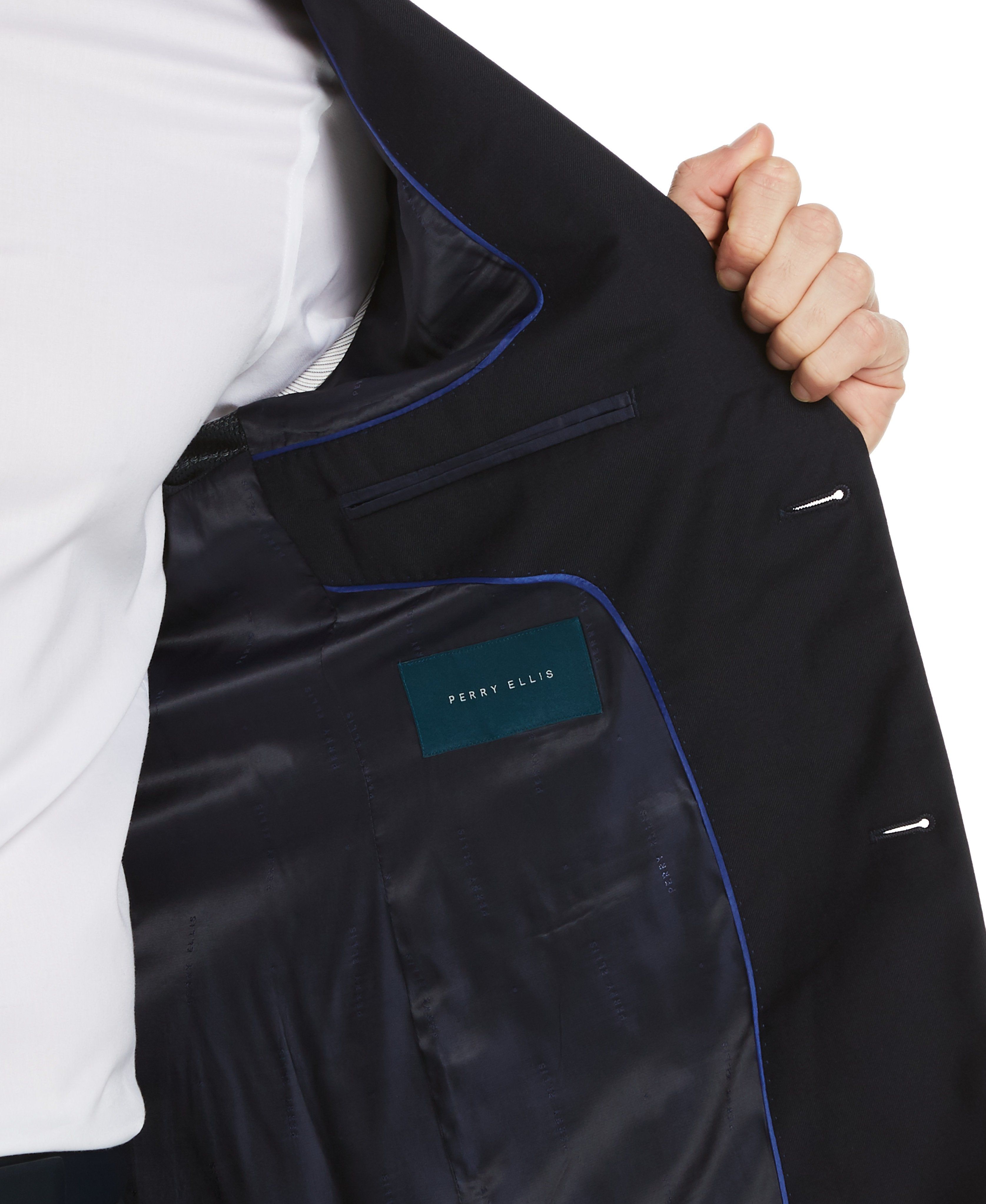 Slim Fit Navy Stretch Wool Blend Suit Jacket sold by Perry Ellis product image thumbnail 3