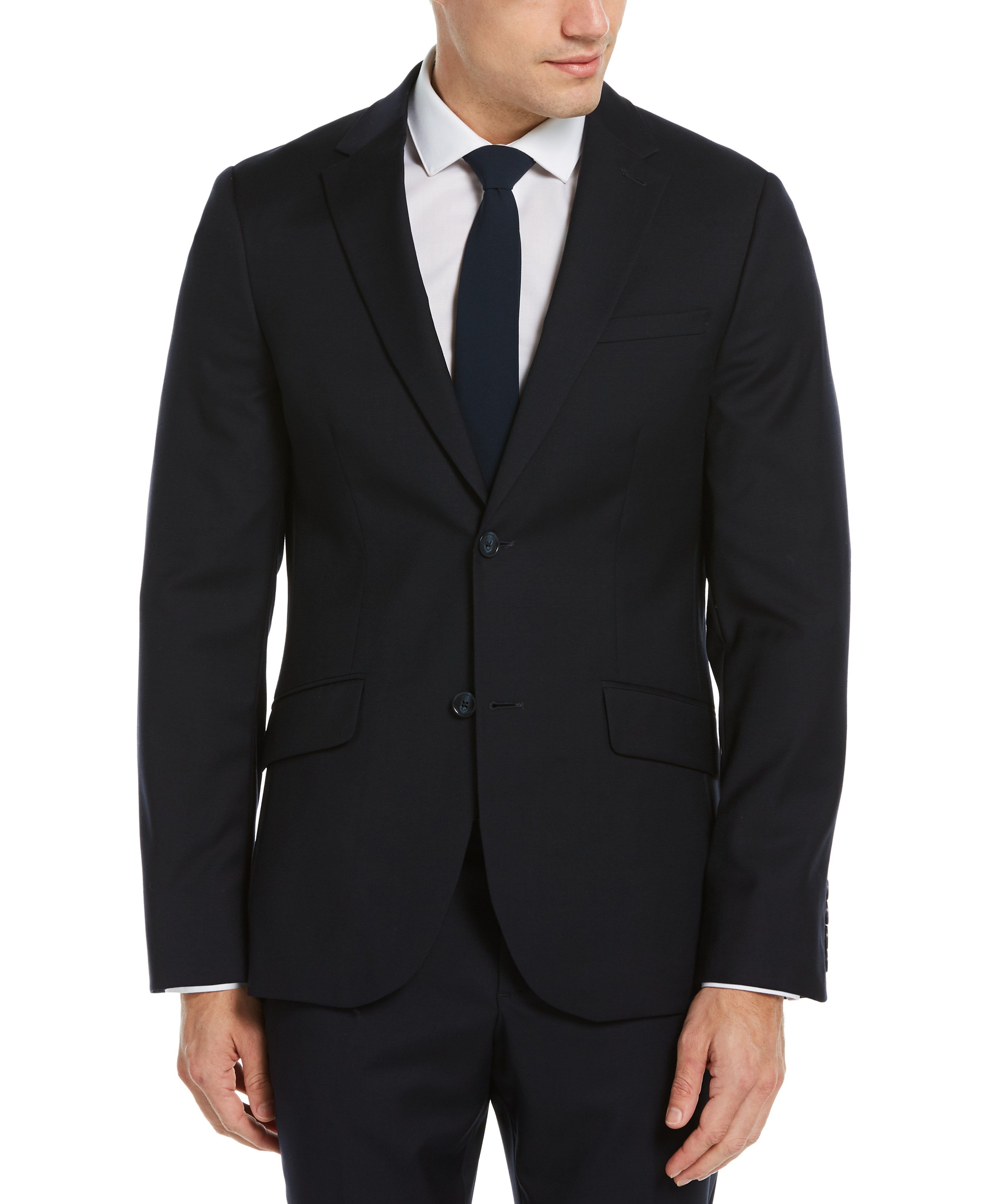 Slim Fit Navy Stretch Wool Blend Suit Jacket sold by Perry Ellis