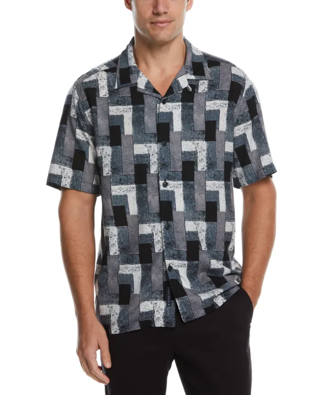 Abstract Block Print Soft Camp Shirt sold by Perry Ellis
