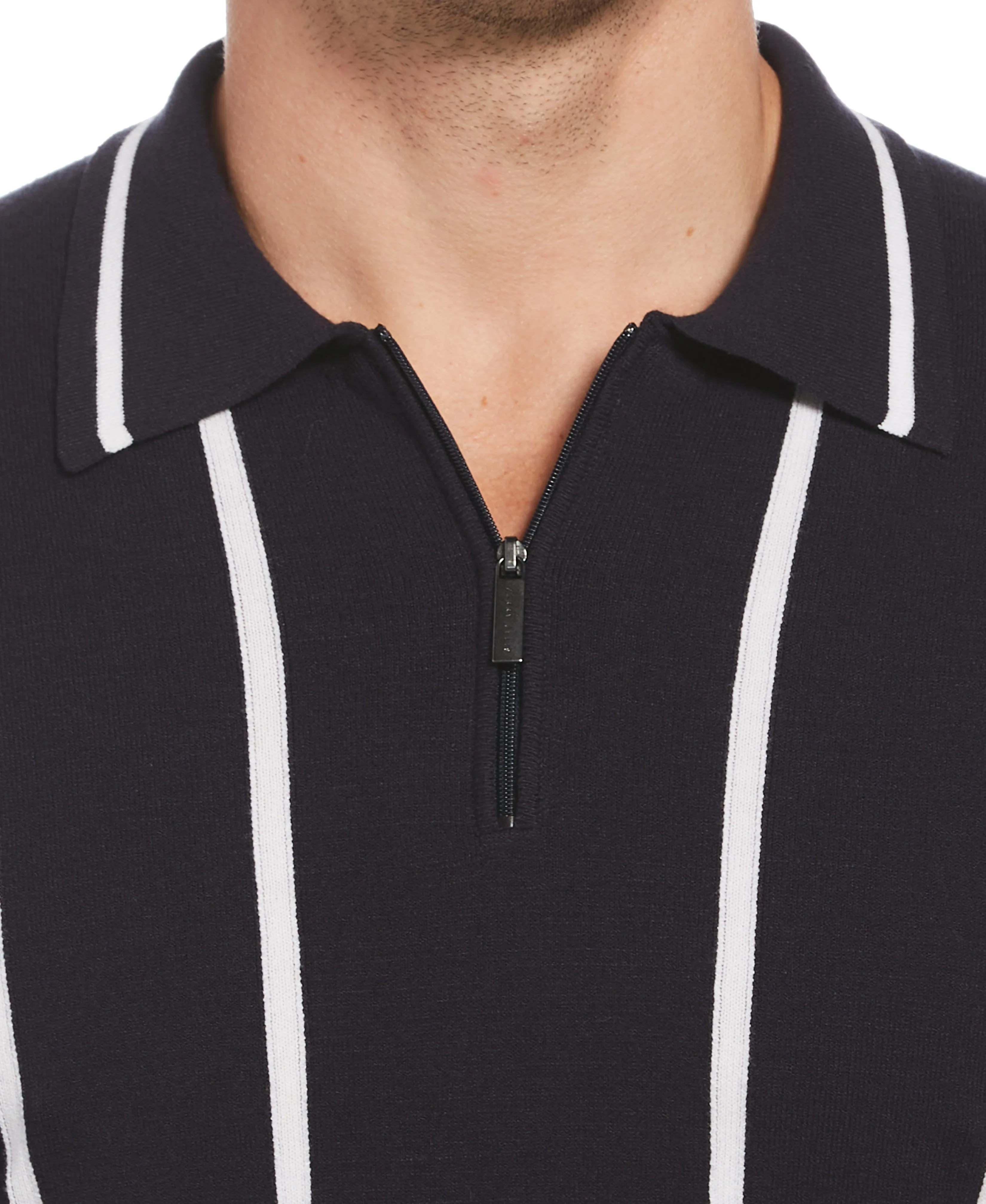 Tech Knit Vertical Stripe Zip Polo sold by Perry Ellis product image thumbnail 3