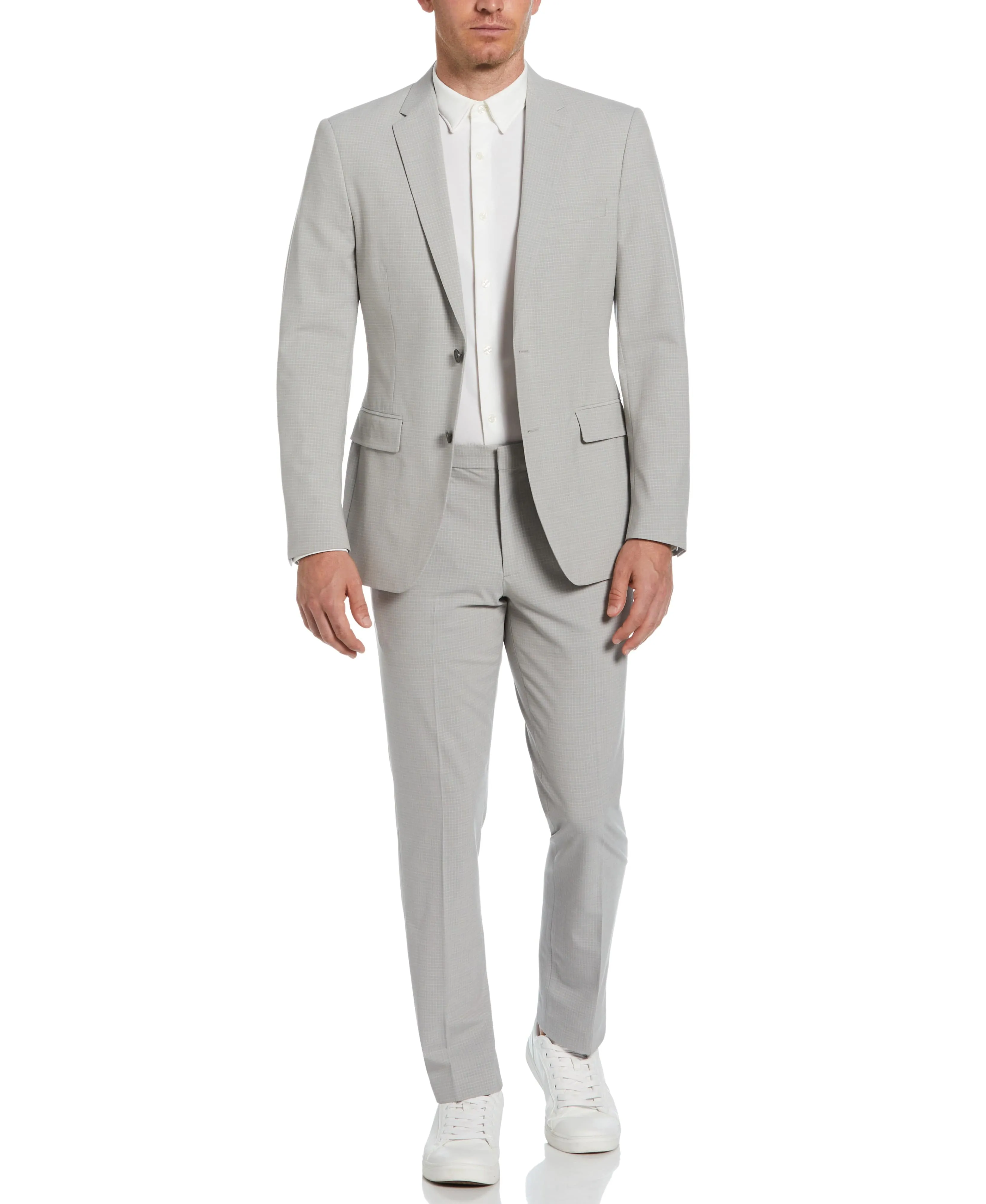 Slim Fit Felt Grey Subtle Micro Check Suit sold by Perry Ellis