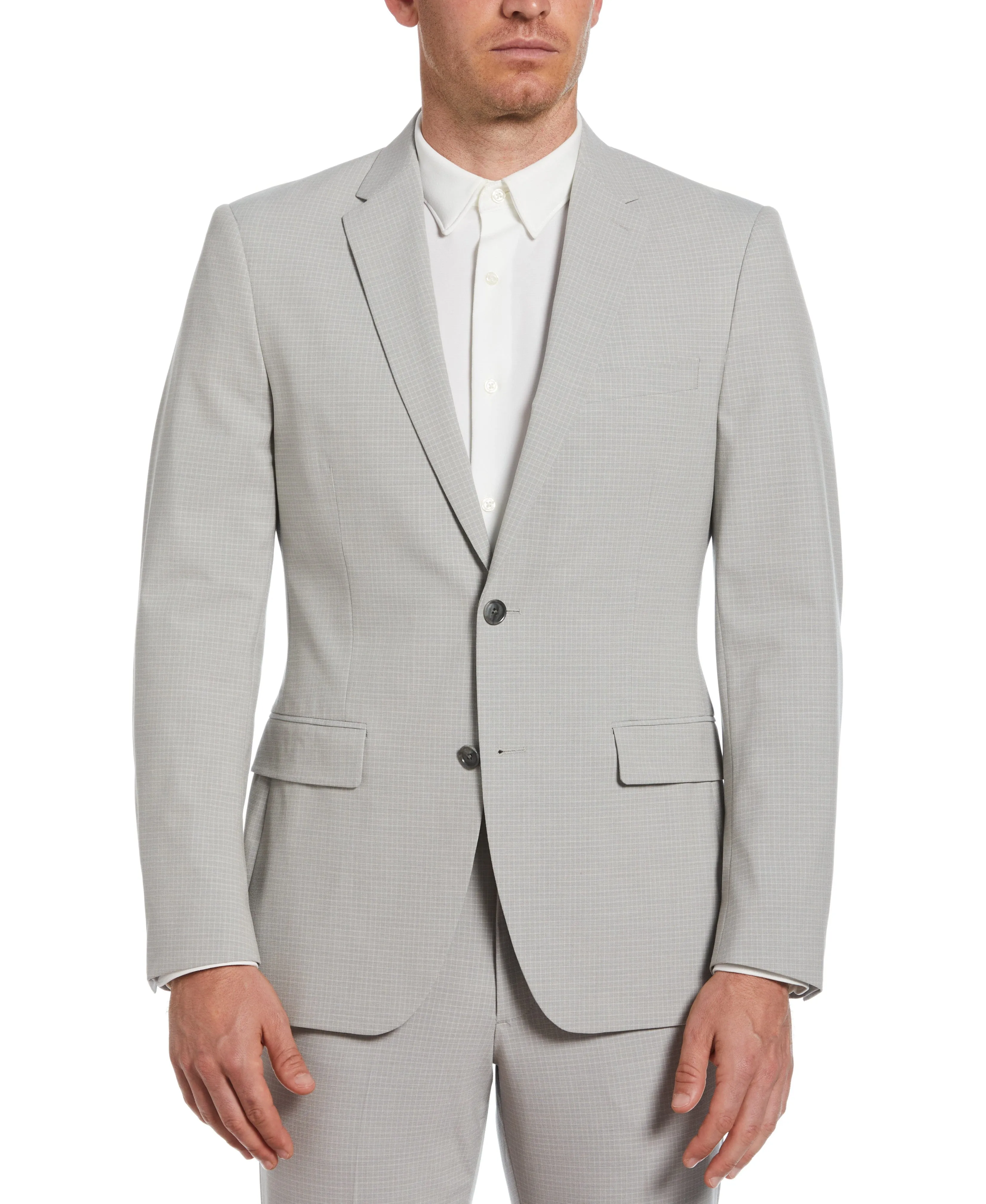 Slim Fit Felt Grey Subtle Micro Check Suit sold by Perry Ellis product image thumbnail 3