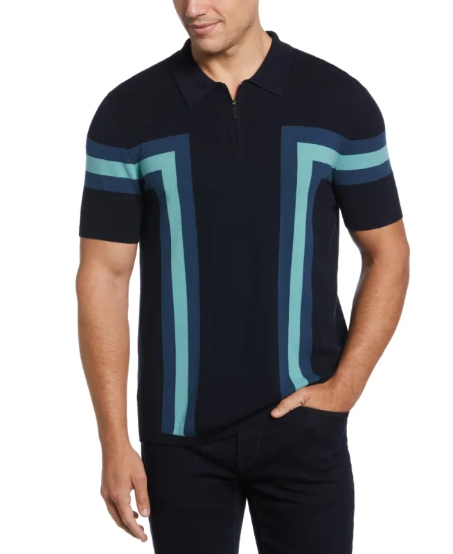 Tech Knit Color Block Zip Polo sold by Perry Ellis