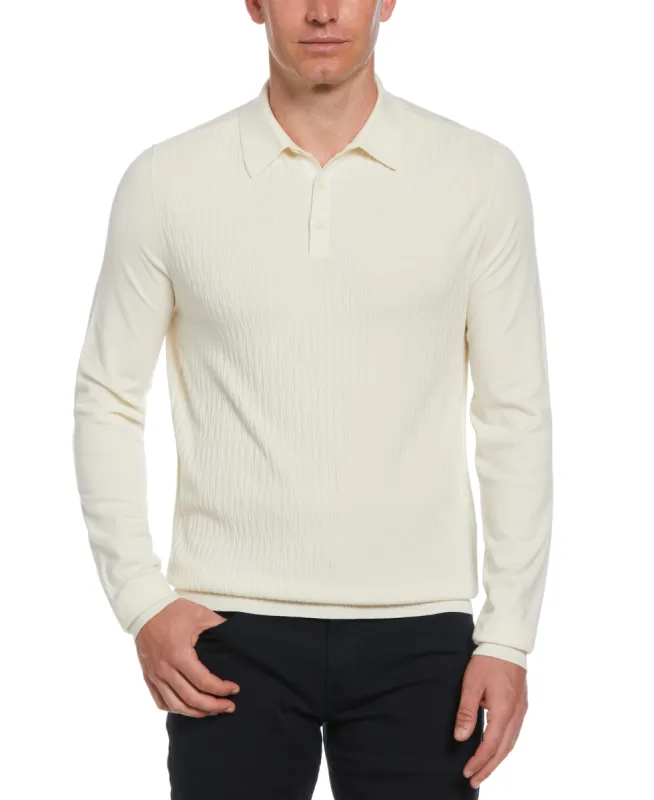 Tech Knit Long Sleeve Line Pattern Polo sold by Perry Ellis
