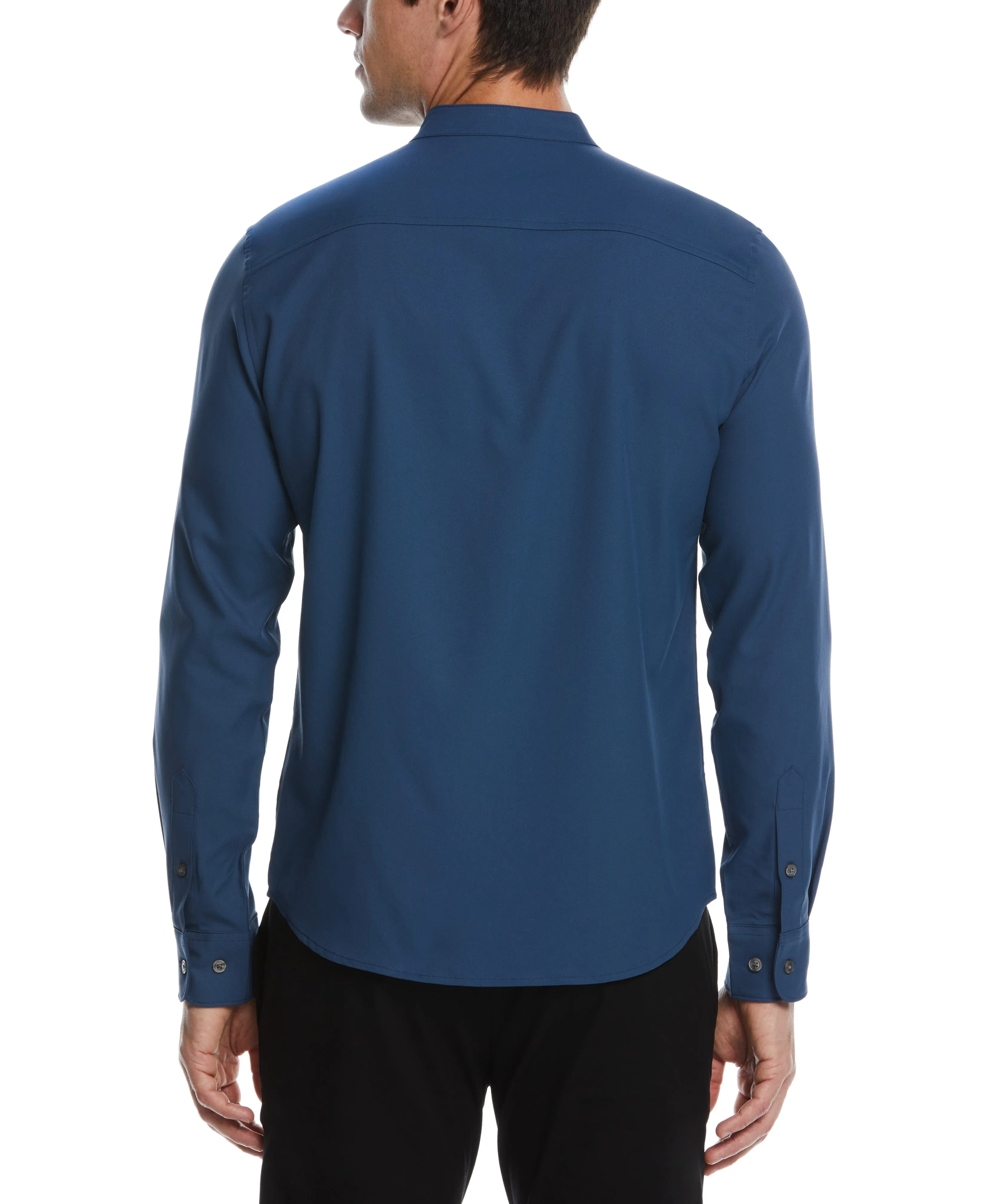 Big & Tall Untucked Total Stretch Banded Collar Shirt - Blue sold by Perry Ellis product image thumbnail 2