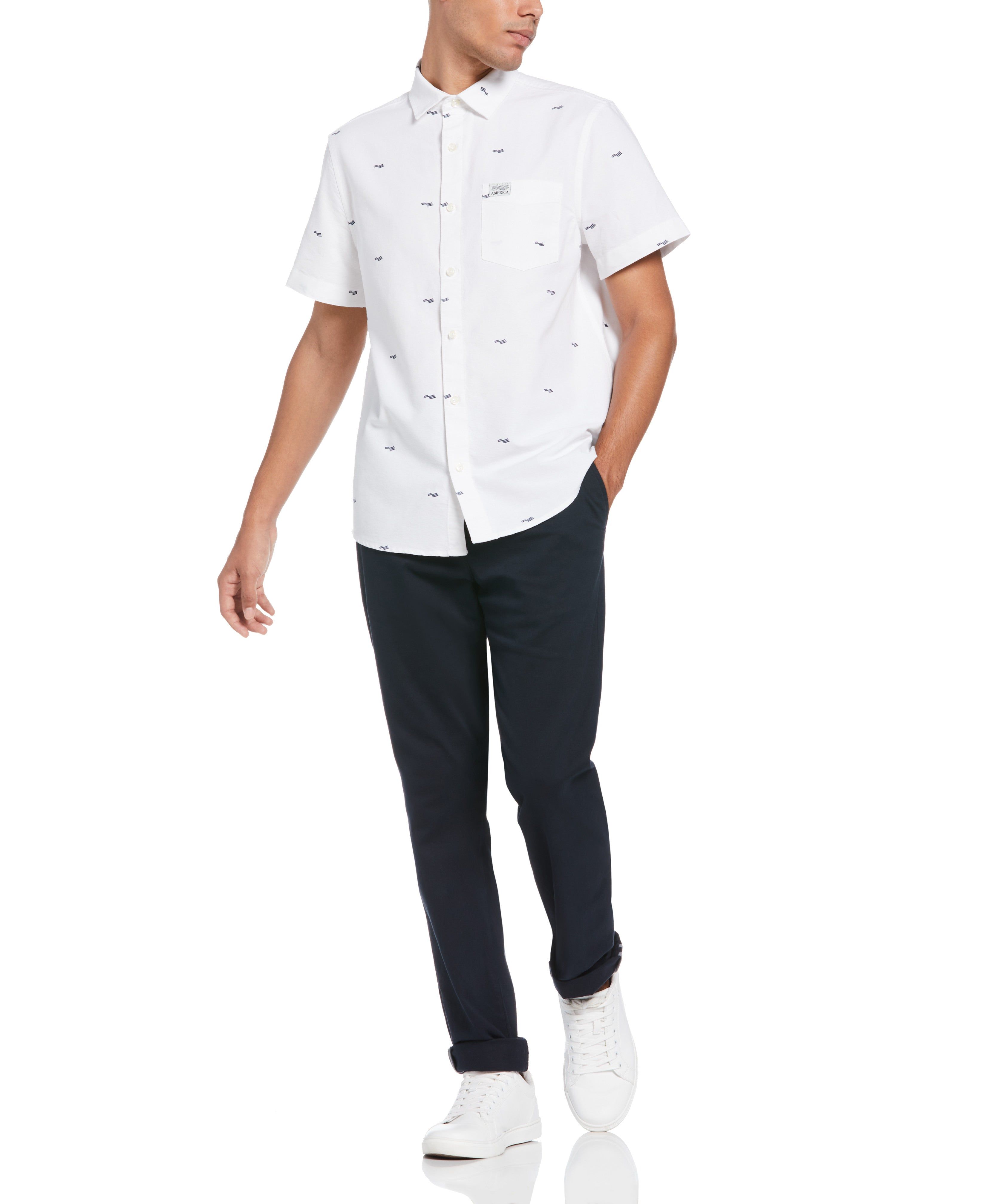 Logo Print Oxford Shirt sold by Perry Ellis product image thumbnail 3