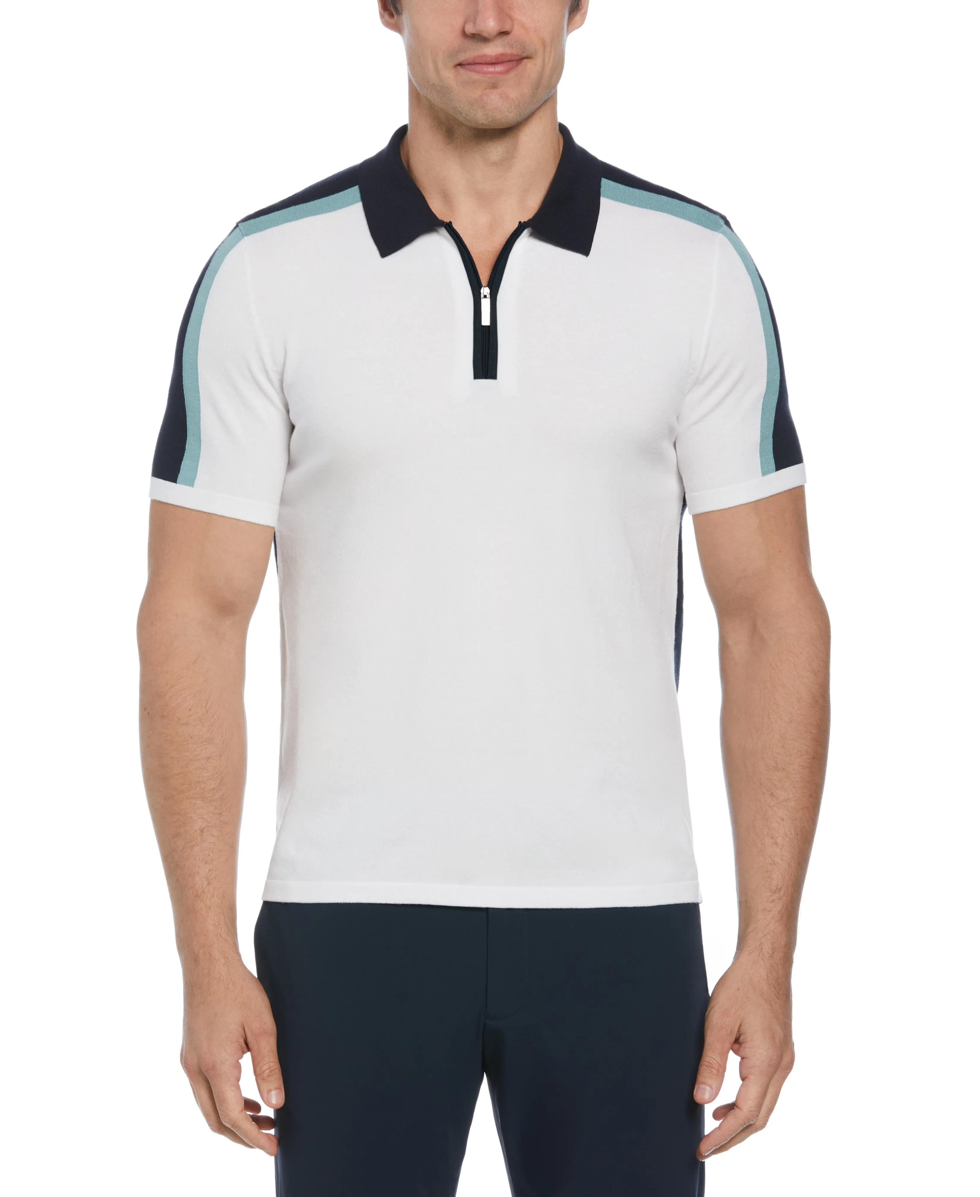 Tech Knit Color Block Polo sold by Perry Ellis