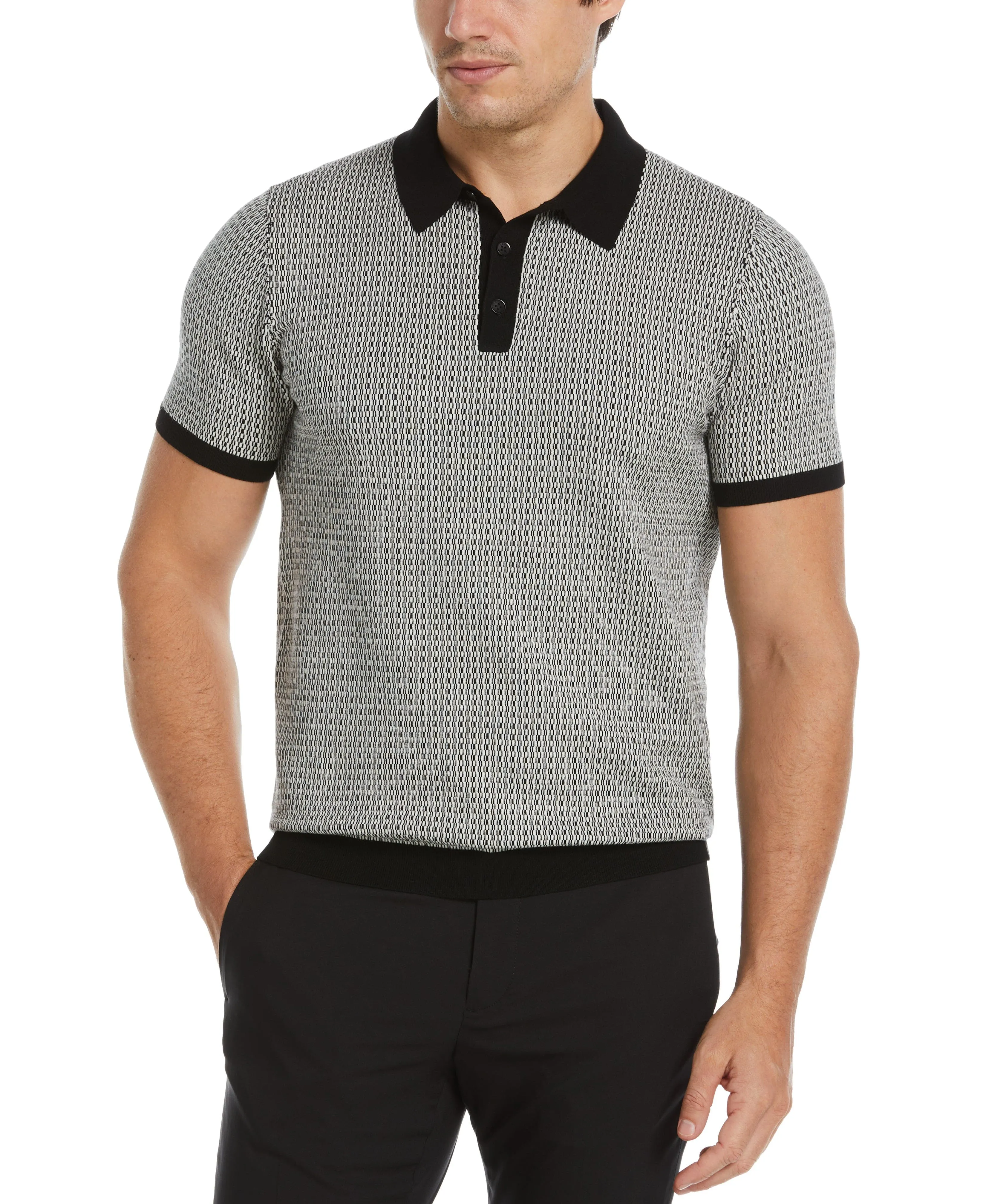 Geometric Pattern Polo Sweater sold by Perry Ellis