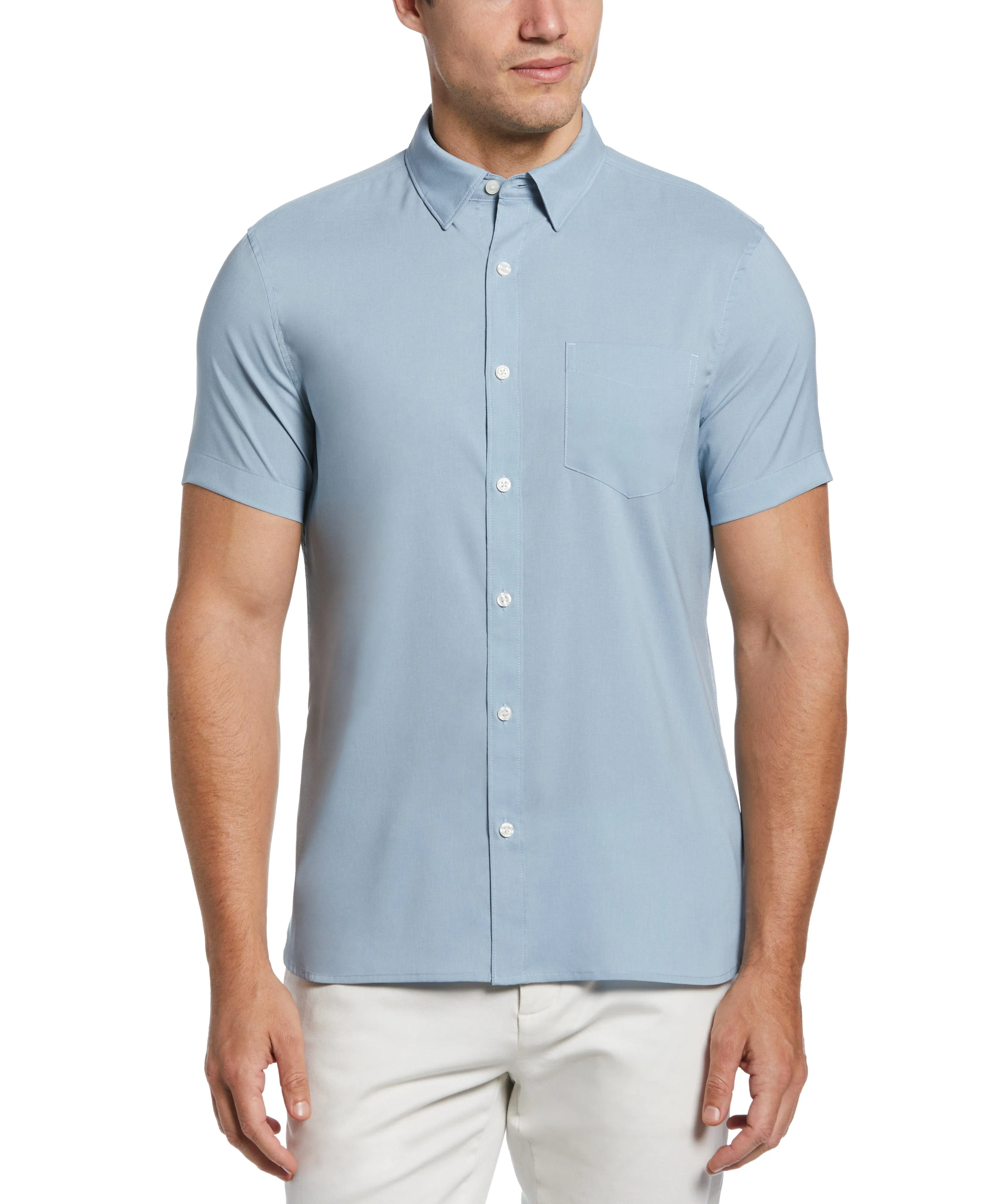 Total Stretch Slim Fit Heather Pocket Shirt sold by Perry Ellis