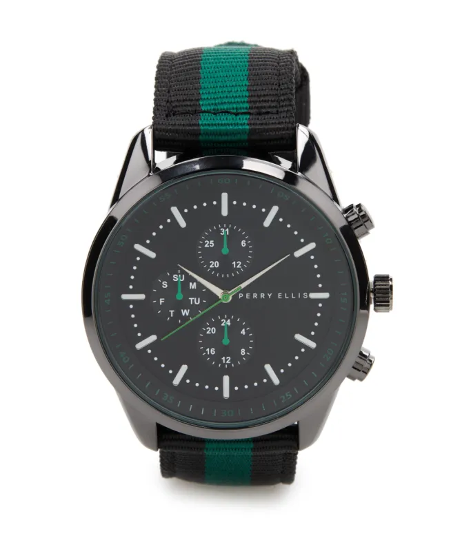 Chronograph Green Fabric Strap Watch sold by Perry Ellis