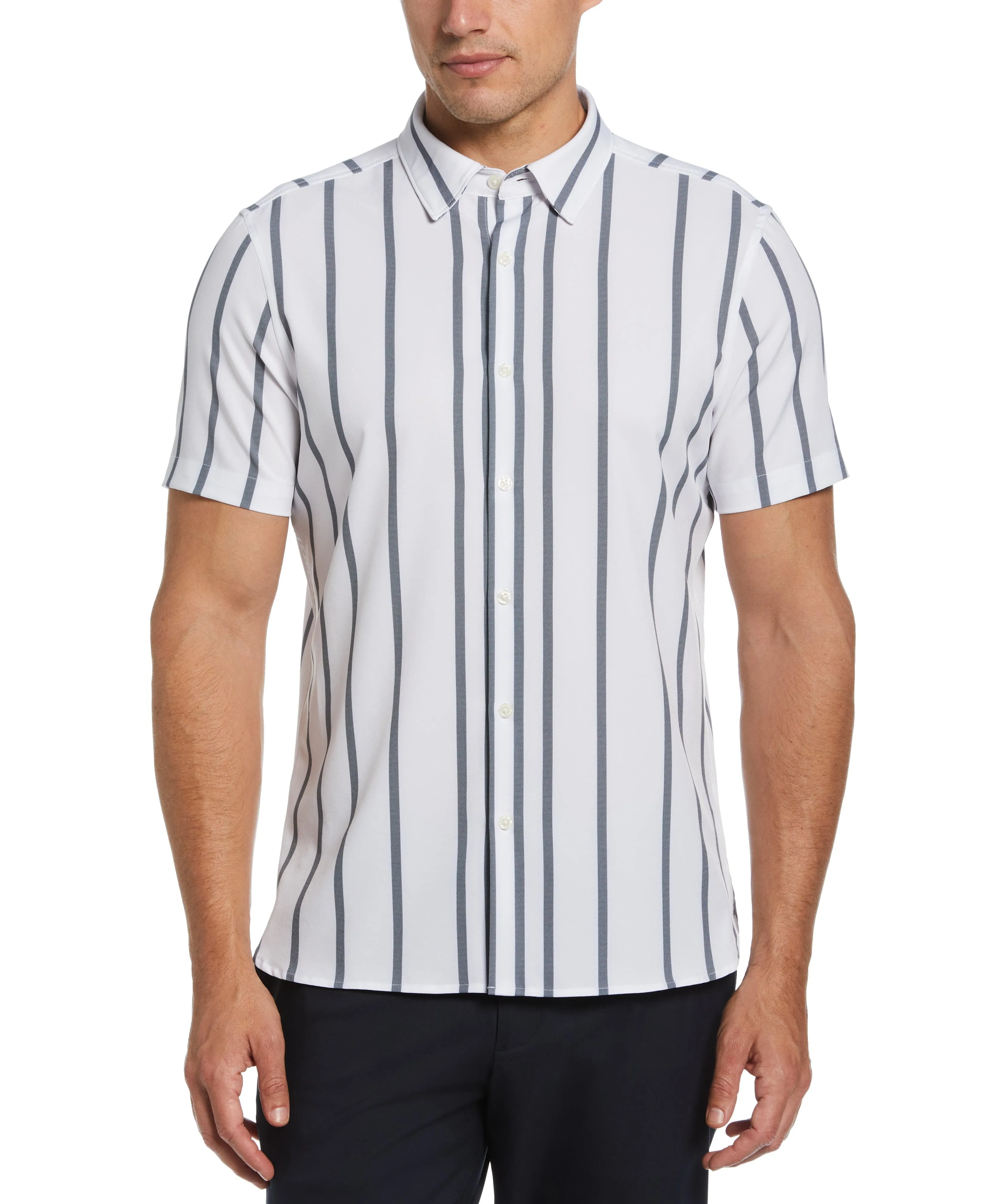 Total Stretch Slim Fit Vertical Stripe Shirt sold by Perry Ellis