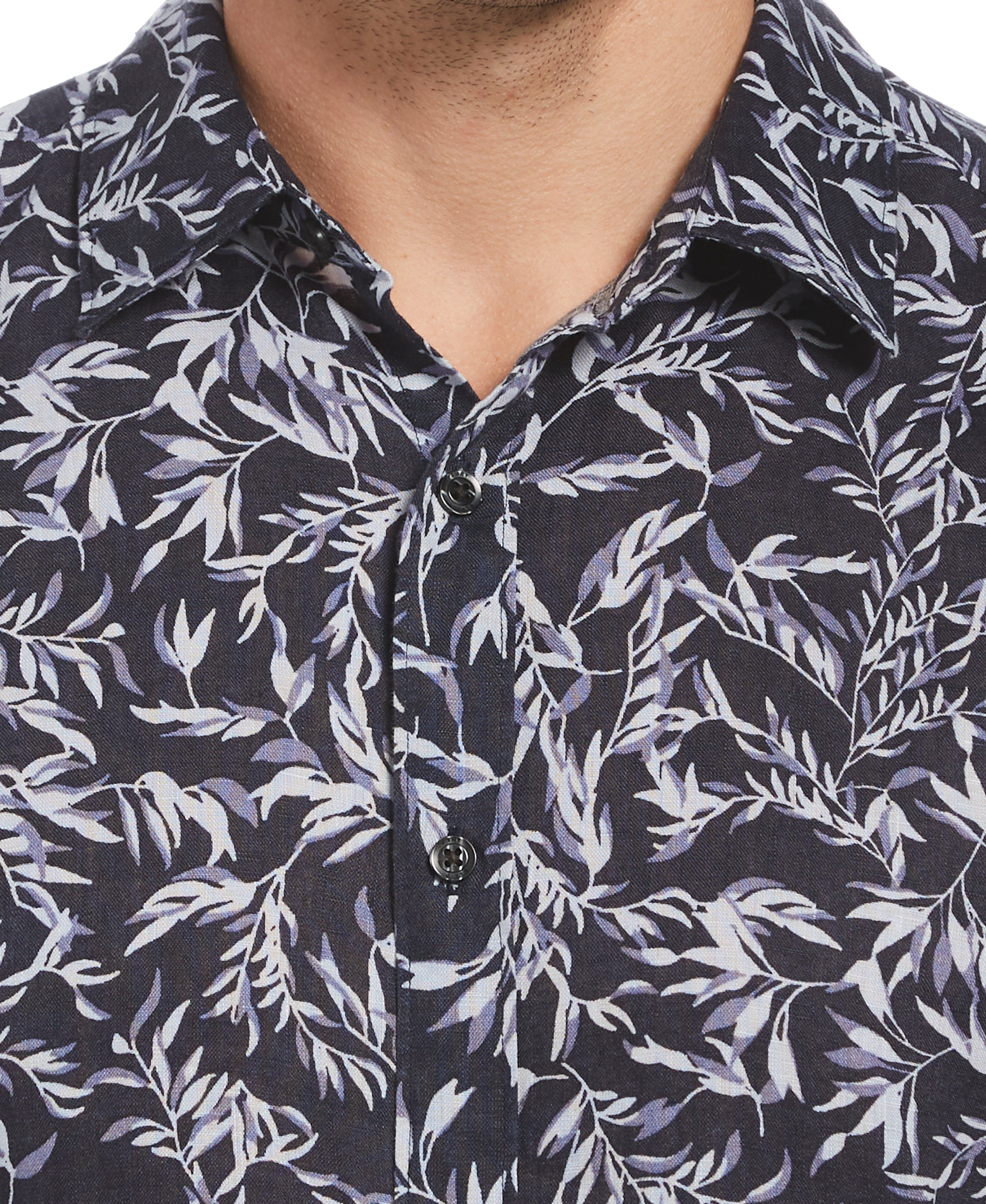 Untucked Linen Leaf Print Shirt sold by Perry Ellis product image thumbnail 3