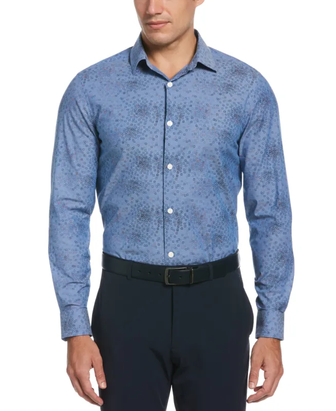 Chambray Square Print Stretch Shirt sold by Perry Ellis