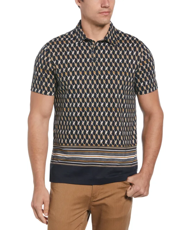Pima Cotton Blend Criss Crossed Motif Print Polo sold by Perry Ellis