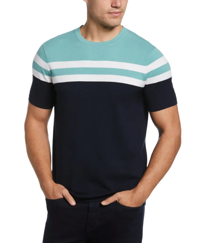 Tech Knit Chest Stripe Tee sold by Perry Ellis