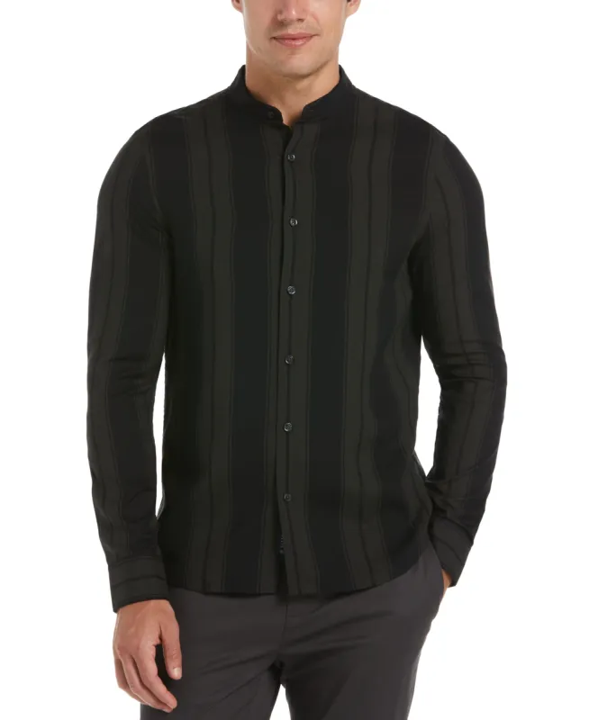 Untucked Slim Fit Stripe Banded Collar Shirt sold by Perry Ellis