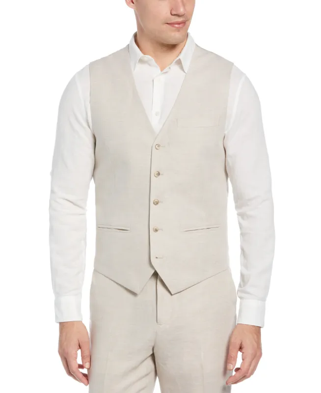 Linen Blend Herringbone Stretch Suit Vest sold by Perry Ellis
