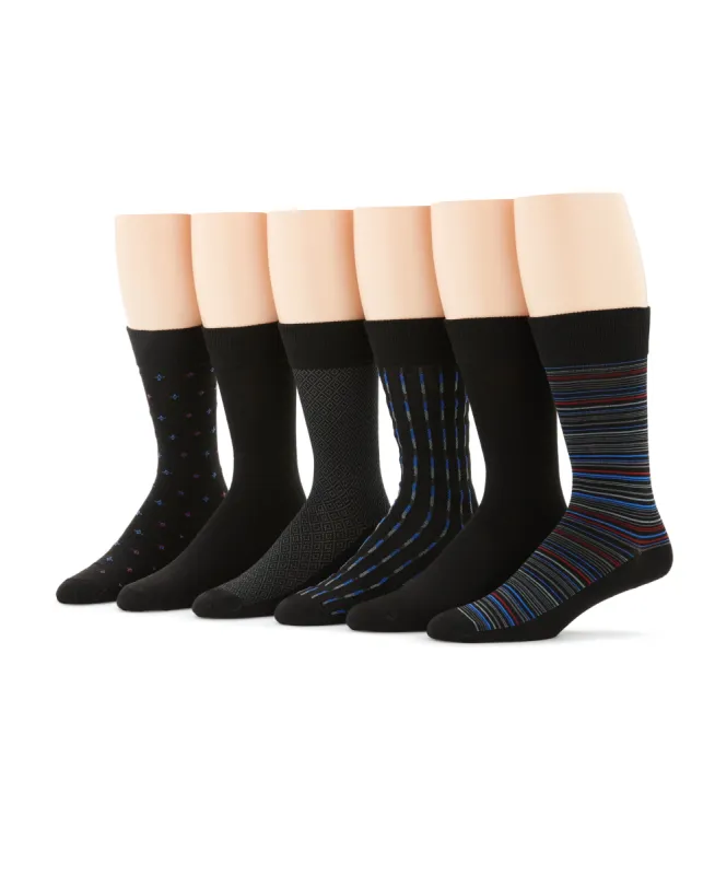 6 Pack Multi Pattern Dress Socks sold by Perry Ellis