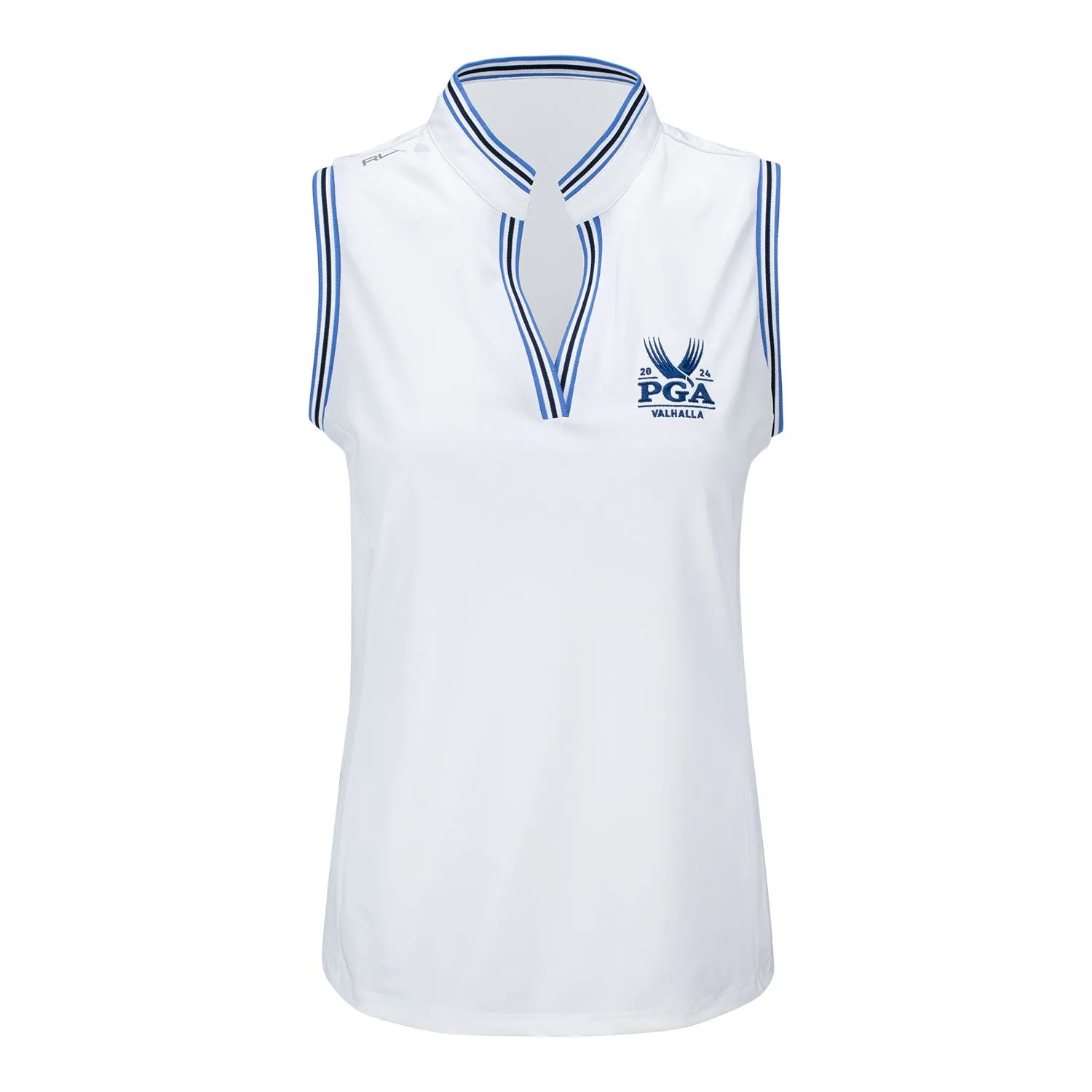 Ralph Lauren 2024 PGA Championship Ladies Air Tech Pique Sleeveless Polo in White sold by PGA Tour