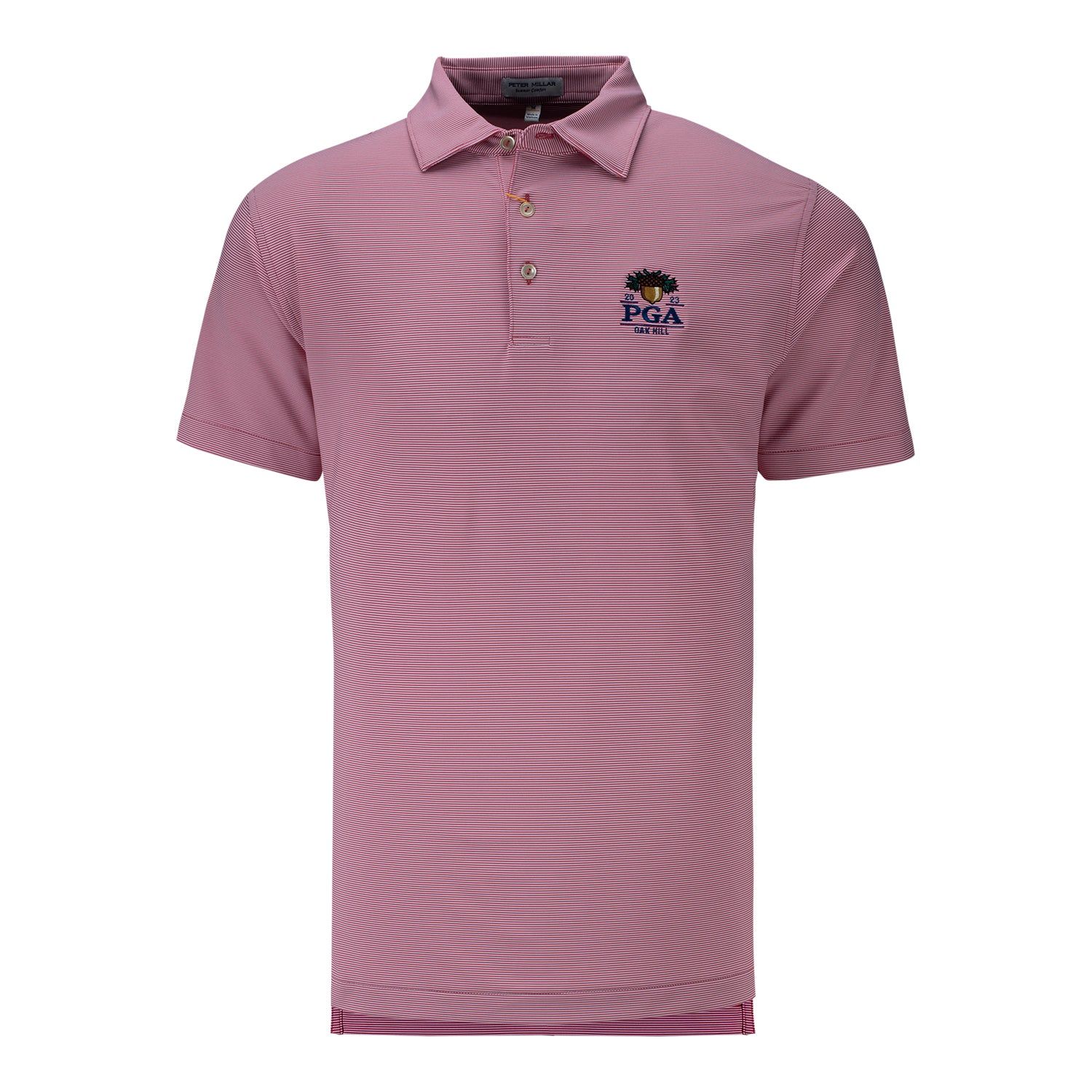 Peter Millar 2023 PGA Championship Jubilee Jersey Polo in Cape Red sold by PGA Tour