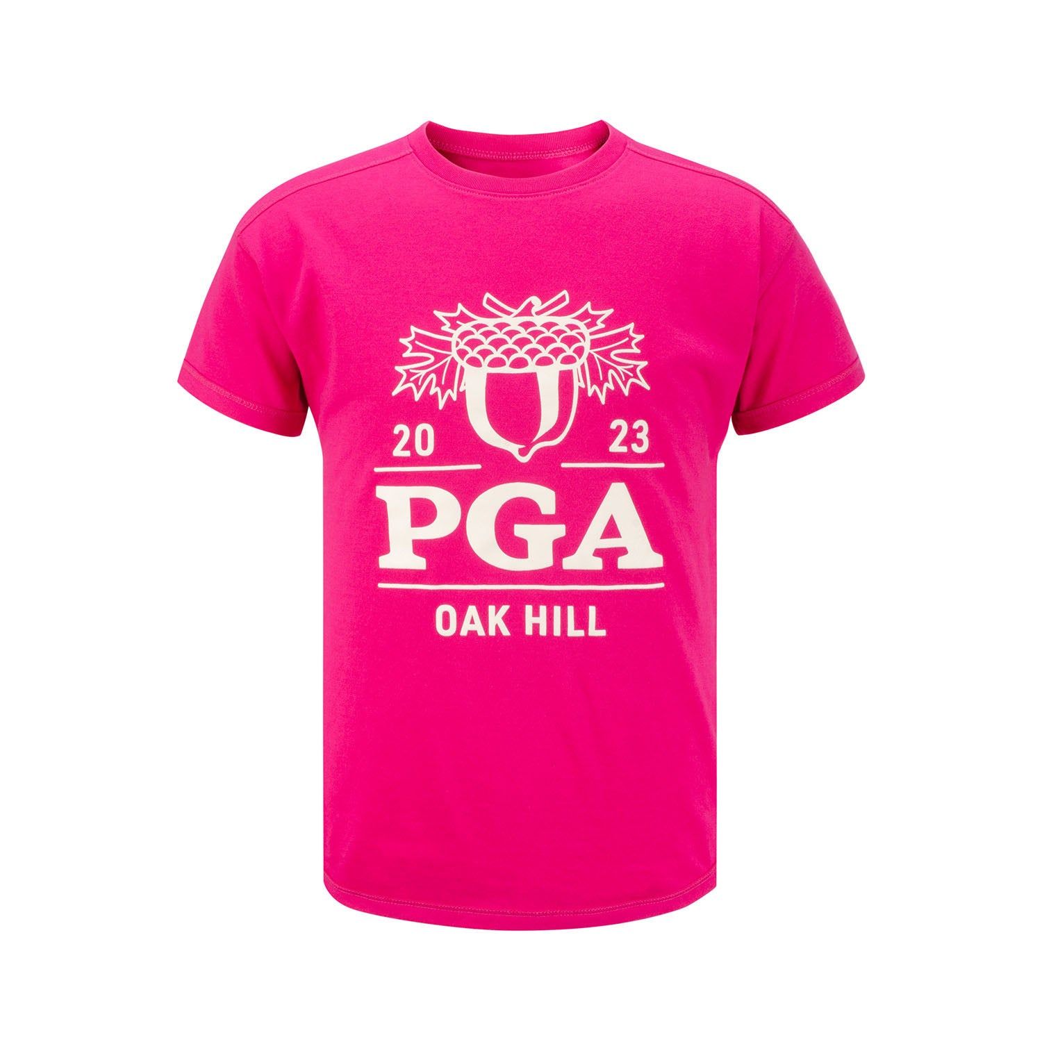 Under Armour 2023 PGA Championship S19 Girls Performance Cotton SS Tee- Alpha Pink sold by PGA Tour