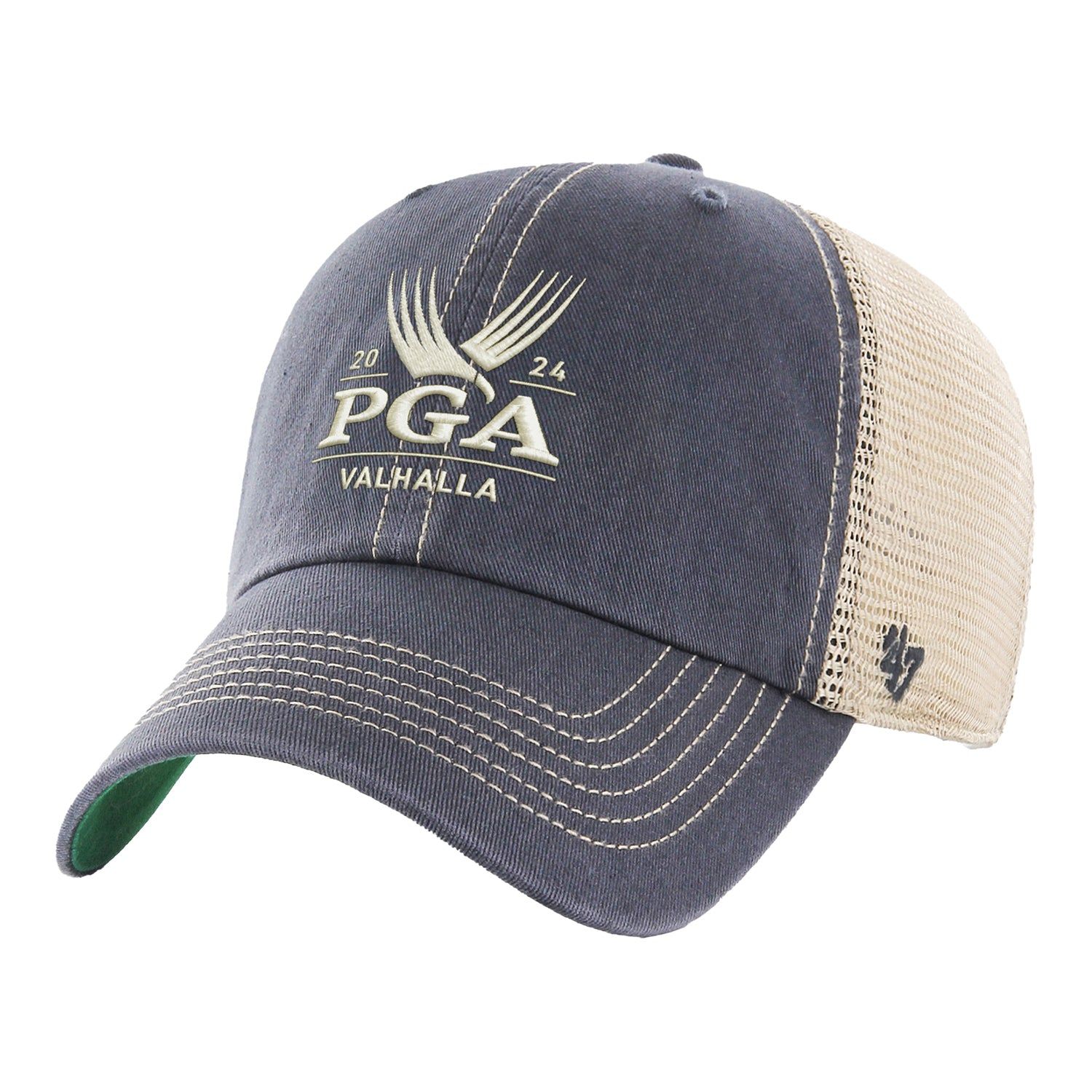 '47 Brand 2024 PGA Championship Adjustable Meshback Hat in Vintage Navy sold by PGA Tour