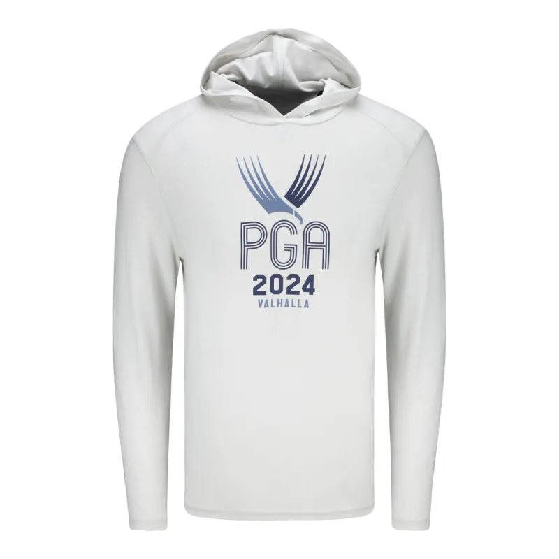 Ahead 2024 PGA Championship Hooded Long Sleeve T-Shirt in Light Heather Grey sold by PGA Tour