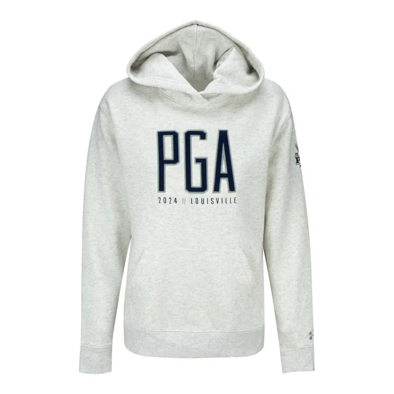 Under Armour 2024 PGA Championship Ladies Fleece Applique Hoodie in Light Heather Grey sold by PGA Tour