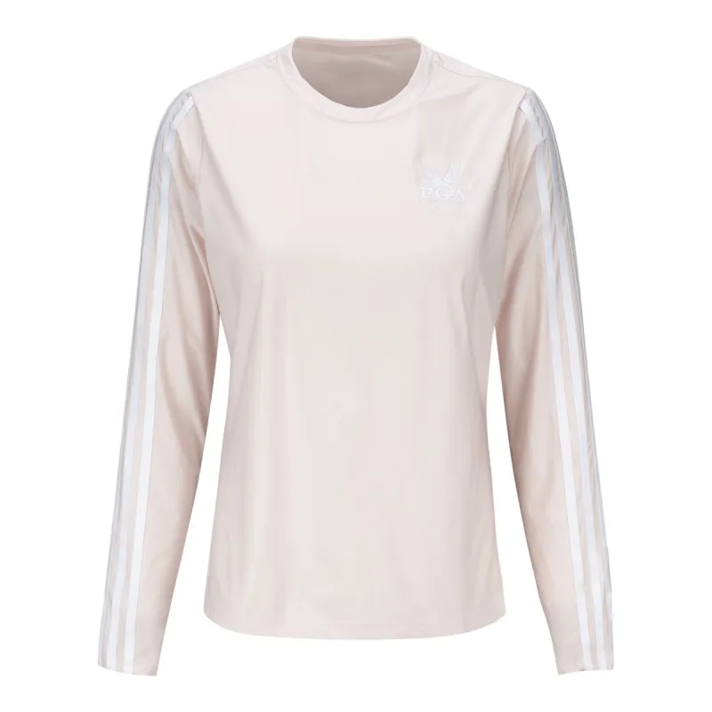 Adidas 2024 PGA Championship Ladies Twistknit Long Sleeve Shirt in Putty Mauve sold by PGA Tour