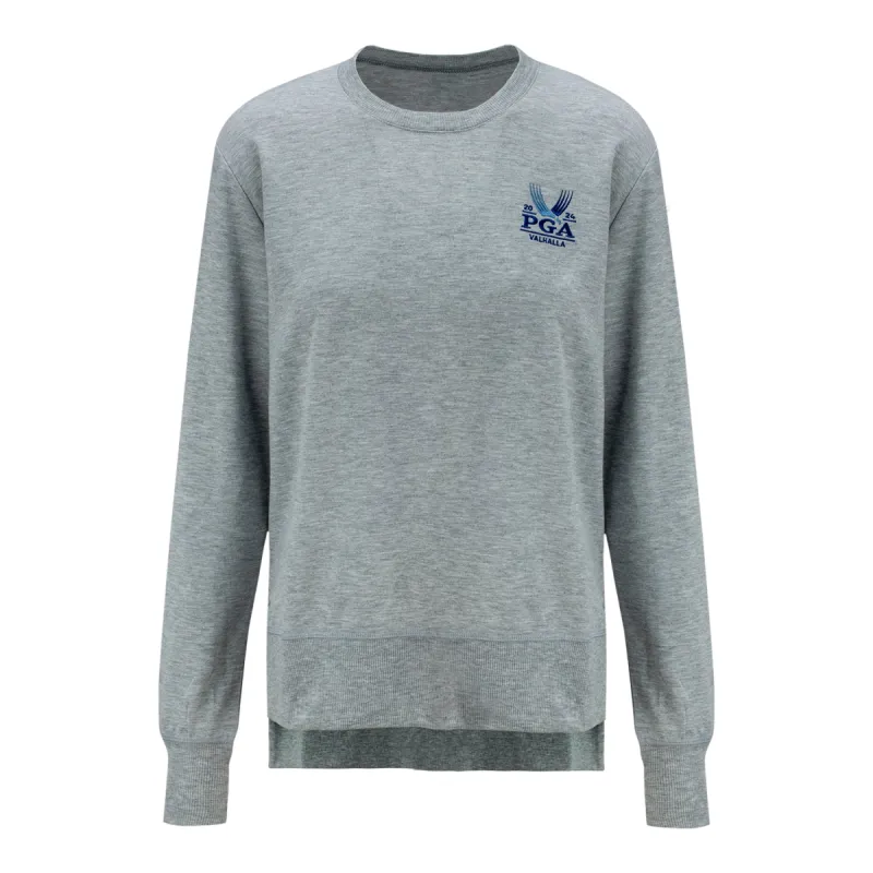 Ahead 2024 PGA Championship Ladies Crewneck Fleece Sweatshirt in Heather Grey sold by PGA Tour
