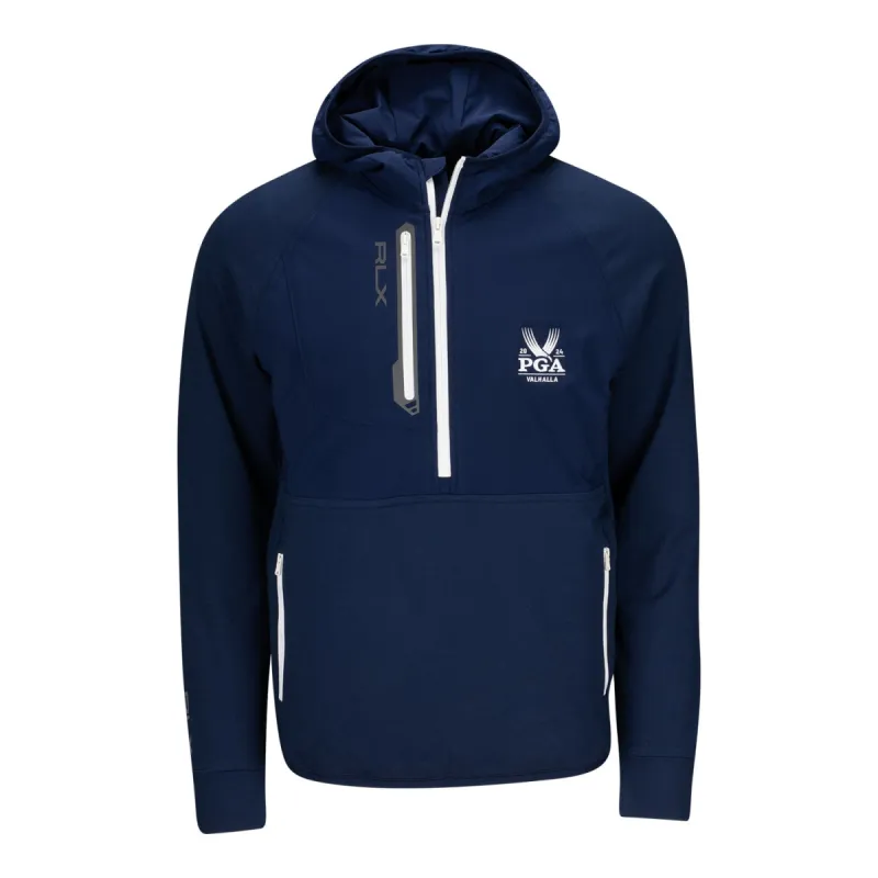 Ralph Lauren 2024 PGA Championship Men's Techy Terry Quarter Zip Hooded Pullover in Refinded Navy sold by PGA Tour