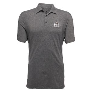 Adidas Ultimate Heather Polo in Black sold by PGA Tour