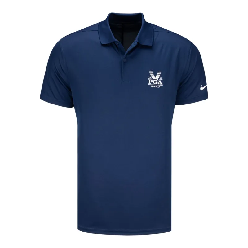Nike 2024 PGA Championship Victory Solid Polo in Navy sold by PGA Tour
