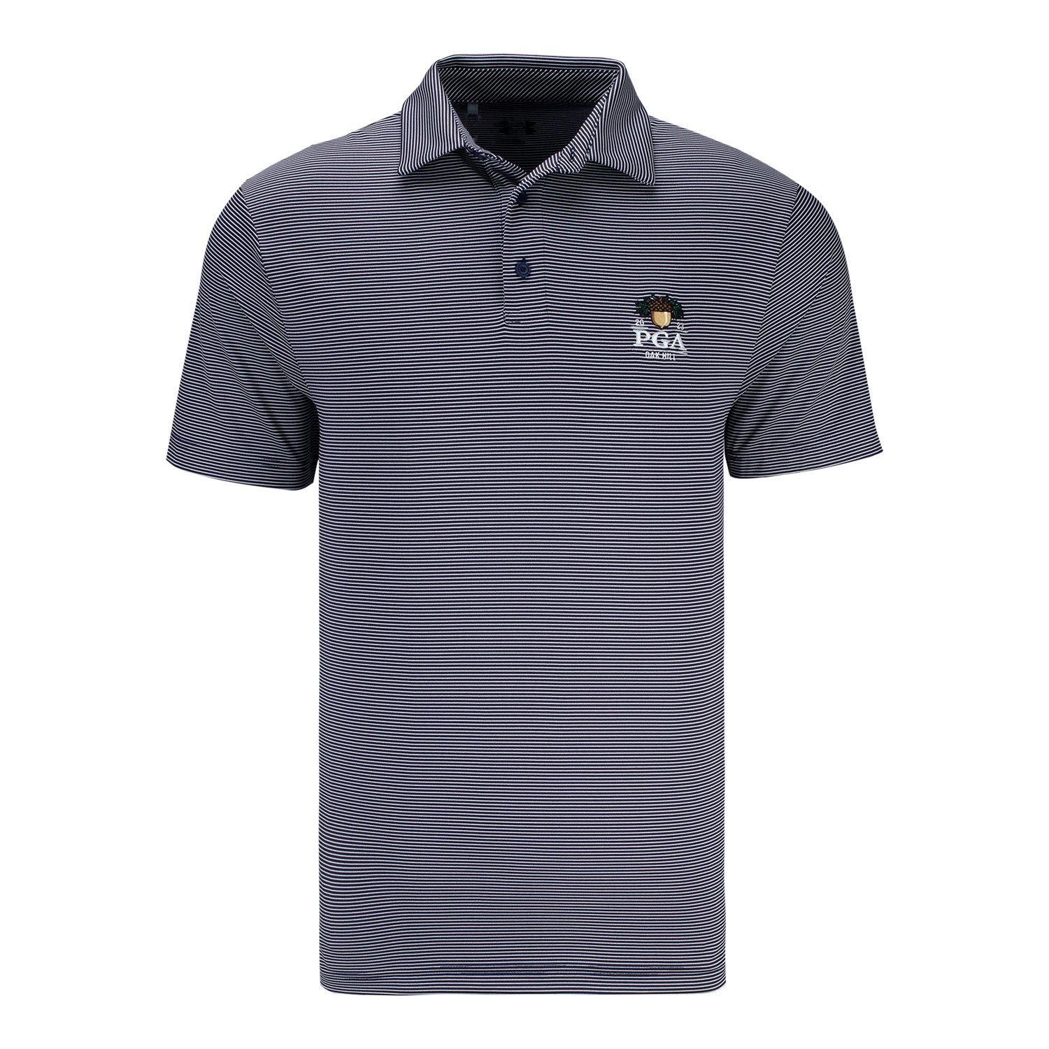 Under Armour 2023 PGA Championship T2 Green Bridge Stripe Polo sold by PGA Tour