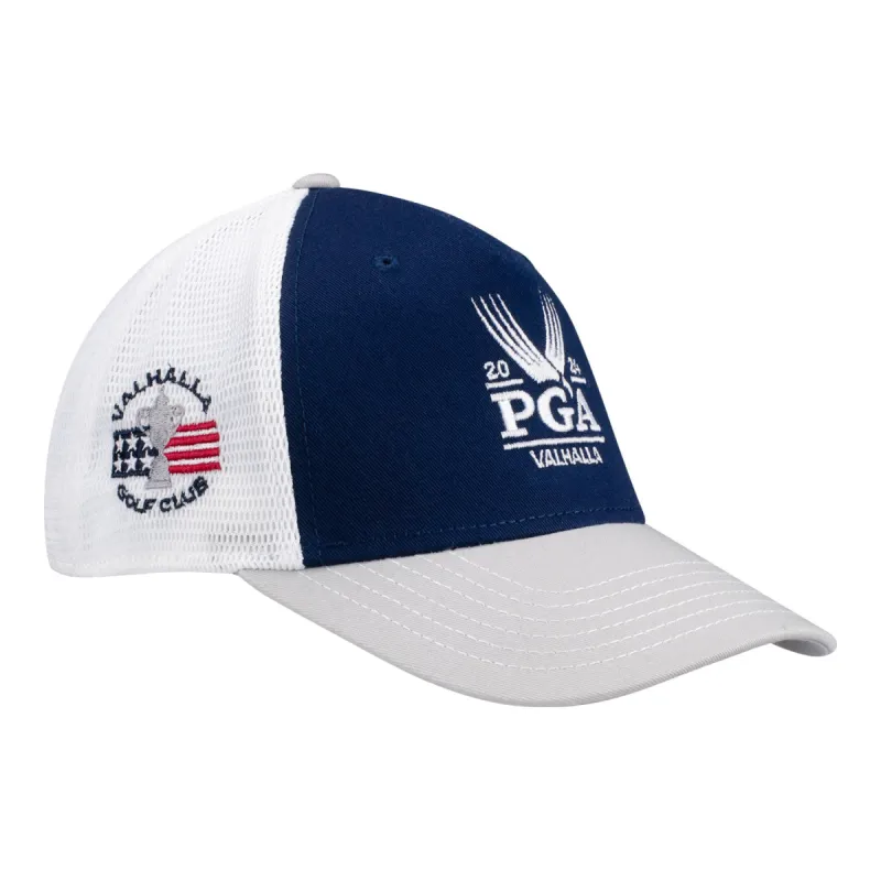 Ahead 2024 PGA Championship Classic Fit Cotton Twill Mesh Back Adjustable Hat in Navy / Grey / White sold by PGA Tour