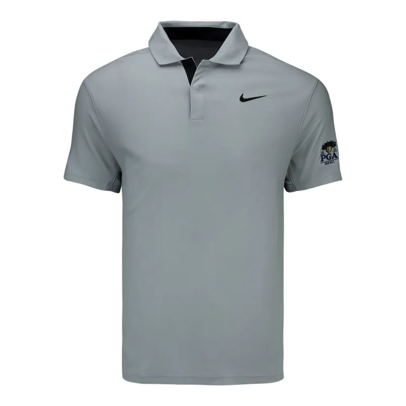 Nike 2023 PGA Championship Tiger Woods Tech Pique Polo in Light Grey sold by PGA Tour