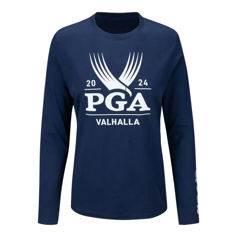 Ahead 2024 PGA Championship Ladies Collage Sleeve Long Sleeve T-Shirt in Navy sold by PGA Tour