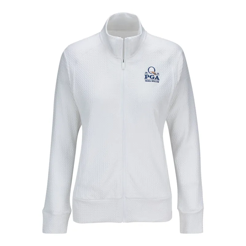 Adidas 2025 PGA Championship Women's Textured Jacket in White sold by PGA Tour