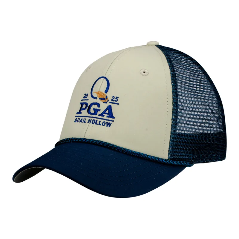 Imperial 2025 PGA Championship Night Owl Meshback Rope Hat in Putty & Navy sold by PGA Tour