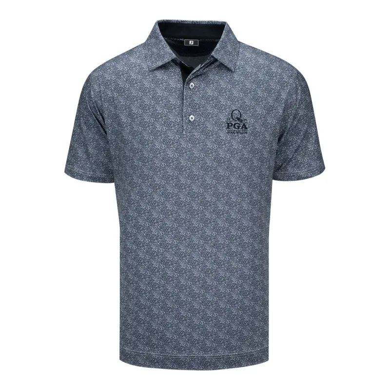 FootJoy 2025 PGA Championship Microprint Polo in Black sold by PGA Tour