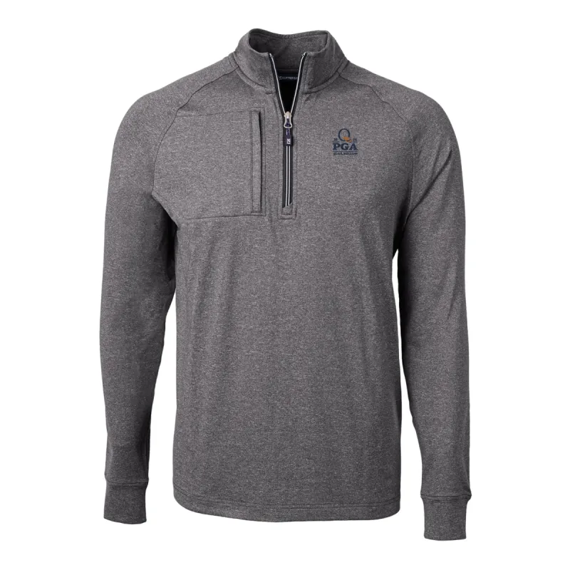 Cutter & Buck 2025 PGA Championship Adapt Heather Quarter Zip in Black Heather sold by PGA Tour