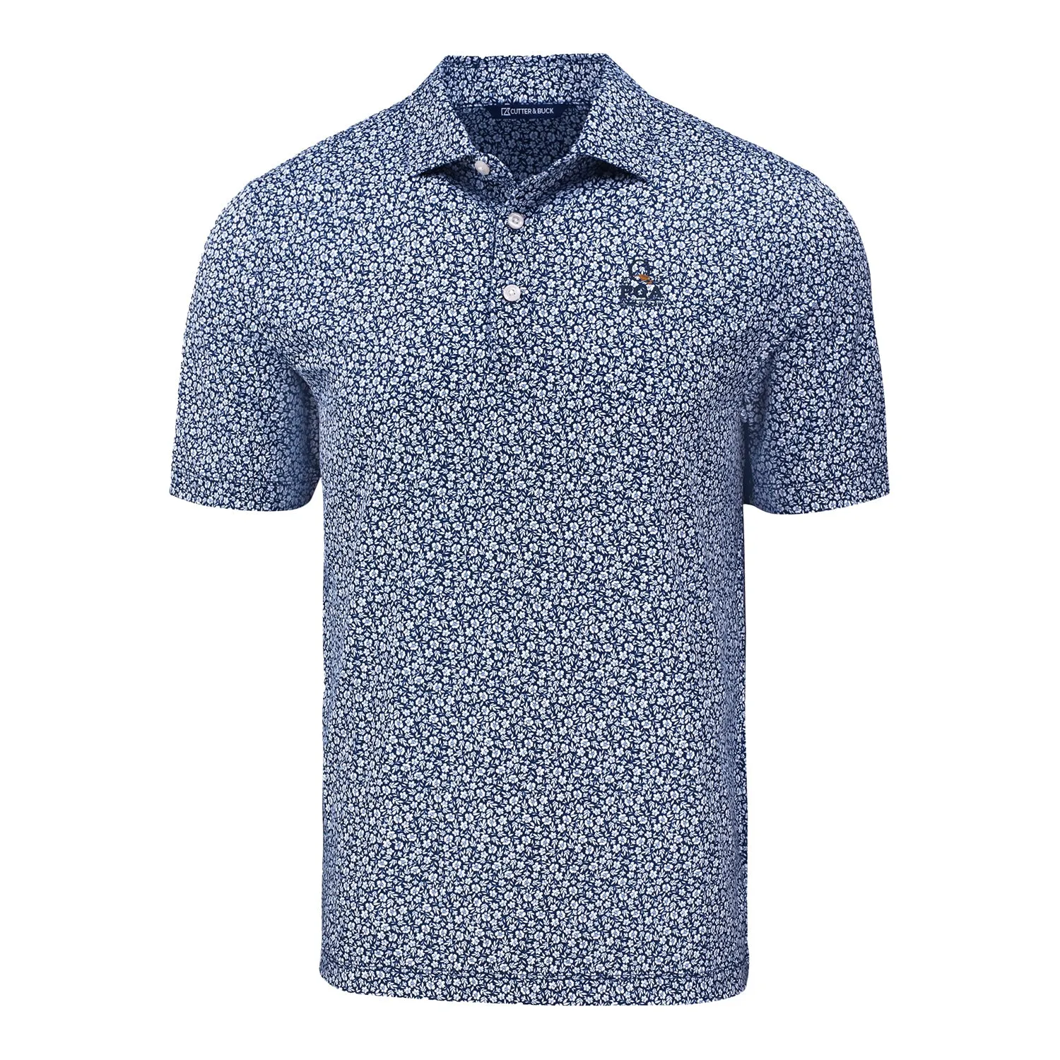 Cutter & Buck 2025 PGA Championship Flora Print Polo in Navy Blue sold by PGA Tour
