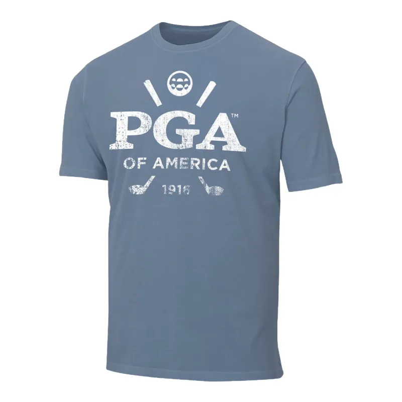 Ahead PGA of America Distressed Print Shirt in Denim sold by PGA Tour