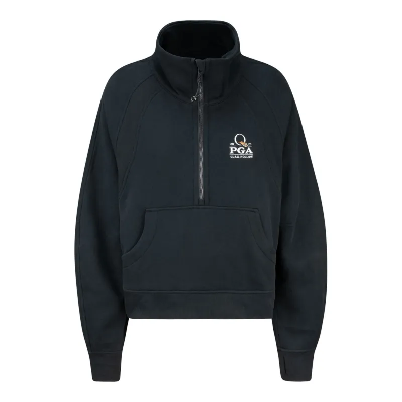 lululemon 2025 PGA Championship Women's Scuba Oversized Funnel Neck Half Zip in Black sold by PGA Tour