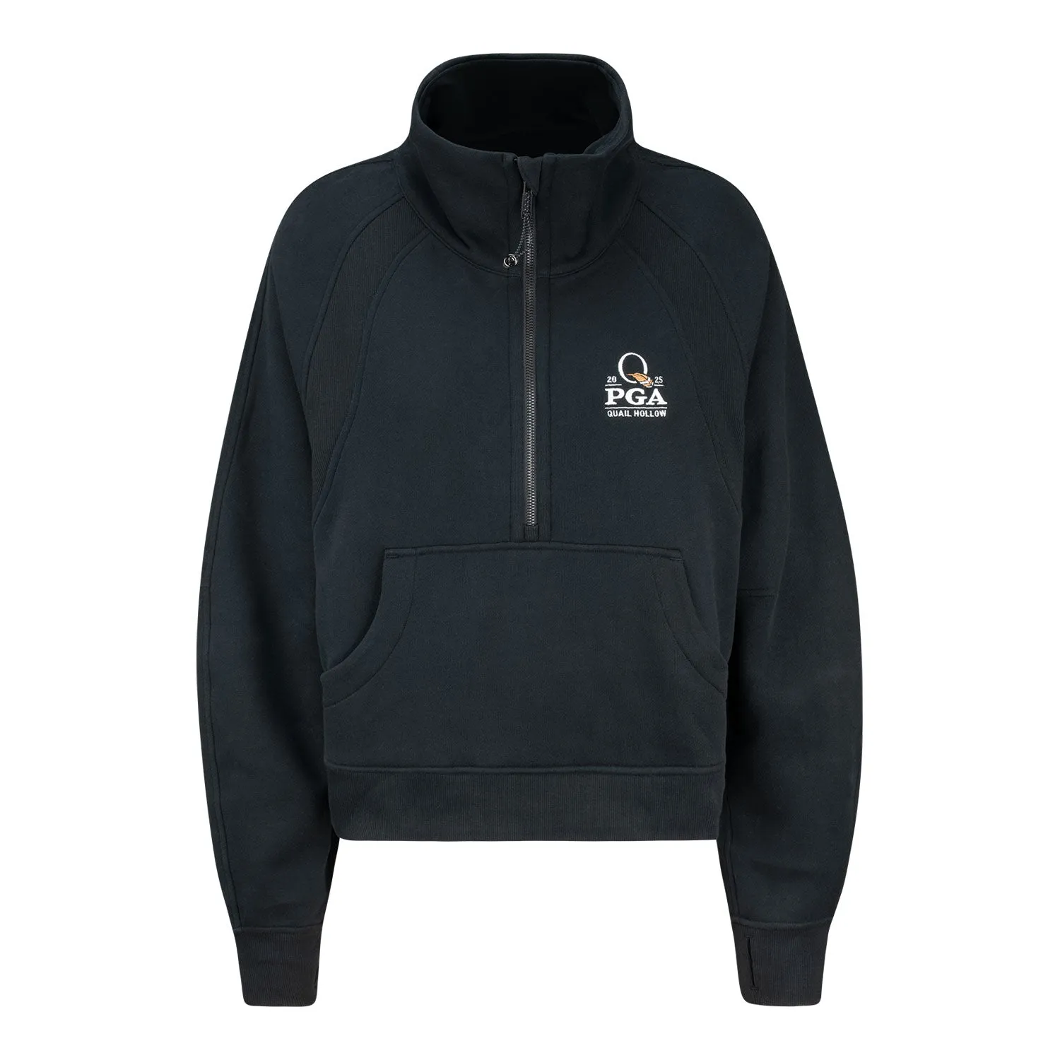 lululemon 2025 PGA Championship Women's Scuba Oversized Funnel Neck Half Zip in Black sold by PGA Tour